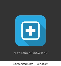 Hospital Flat blue long shadow Icon / Logo Design