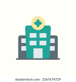 hospital flat icon, isolated hospital icon in light background, perfect for website, blog, logo, graphic design, social media, UI, mobile app