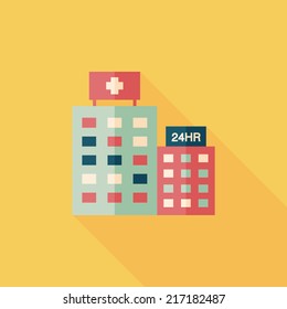 hospital flat icon with long shadow