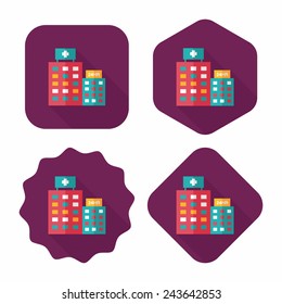 hospital flat icon with long shadow