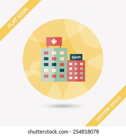 hospital flat icon with long shadow