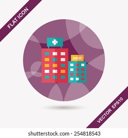 hospital flat icon with long shadow