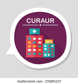 hospital flat icon with long shadow