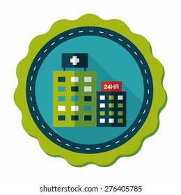 hospital flat icon with long shadow