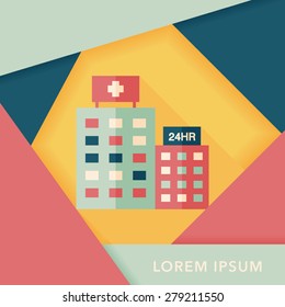 hospital flat icon with long shadow