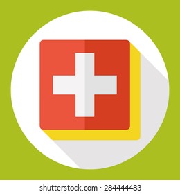 hospital flat icon with long shadow
