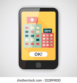 hospital flat icon with long shadow