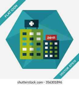 hospital flat icon with long shadow
