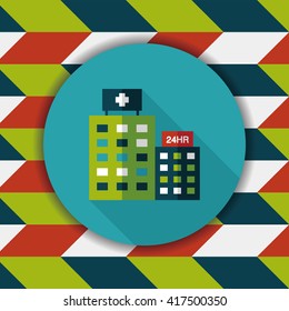 hospital flat icon with long shadow