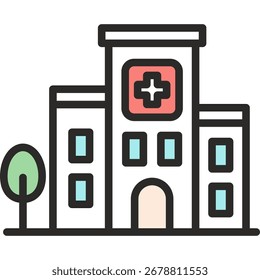 Ícone plano do hospital. Ícone do hospital adequado para aplicação web e móvel