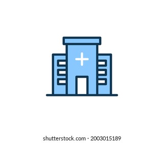 Hospital flat icon. Thin line signs for design logo, visit card, etc. Single high-quality outline symbol for web design or mobile app. Medical outline pictogram.