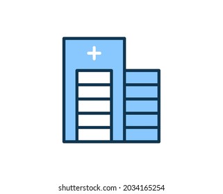 Hospital flat icon. Thin line signs for design logo, visit card, etc. Single high-quality outline symbol for web design or mobile app. Medical outline pictogram.