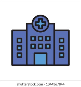 Ilustración de la plantilla de logotipo del vector de icono plano del hospital