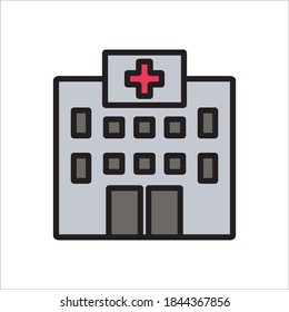 Hospital Flat Icon Vector Logo Template Illustration