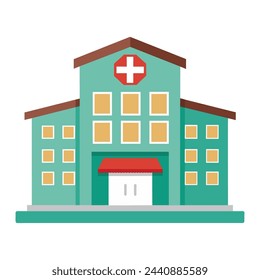 Ilustración vectorial aislada plana del hospital.