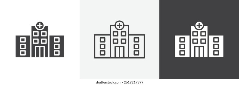 Hospital flat and liner vector icons set