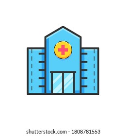 hospital flat outline health icon