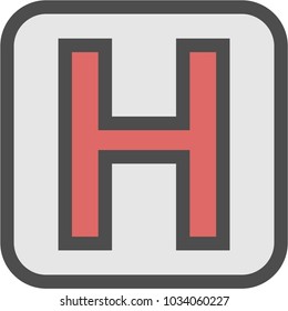 Hospital Flat outlined vector icon.