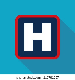 Hospital Flat style Icon with long shadows