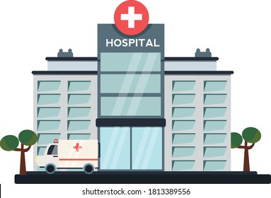 Hospital Flat Vector Building Illustration