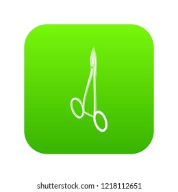 Hospital forceps icon green vector isolated on white background