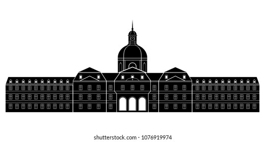 Hospital France Paris. Silhouette Pitie Salpetriere. vector