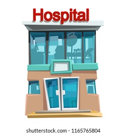 hospital front view isolated