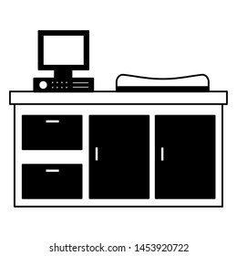 hospital furniture medical computer blanket vector illustration