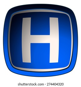 Hospital Glossy Button Sign, Vector Illustration. 