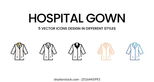 Hospital Gown icons set vector stock illustration
