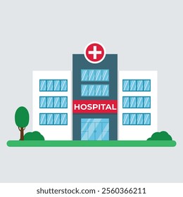 Hospital with a green tree.