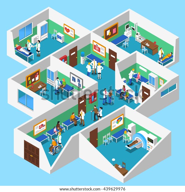 Hospital Ground Floor Interior Isometric Design Stock Vector (Royalty ...