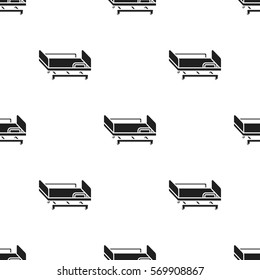 Hospital gurney icon in black style isolated on white background. Medicine and hospital pattern stock vector illustration.