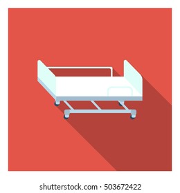 Hospital gurney icon in flat style isolated on white background. Medicine and hospital symbol stock vector illustration.