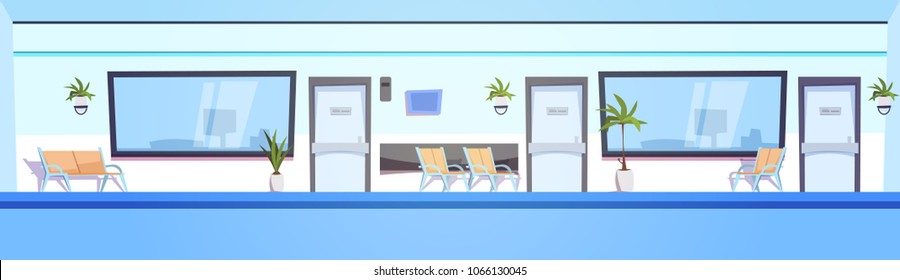 Hospital Hall Empty Clinic Interior Waiting Room Horizontal Banner