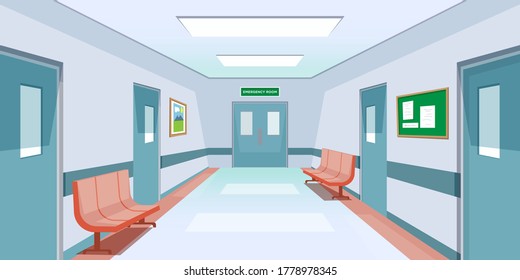 Hospital Hallway Emergency Room Cartoon Background Illustration 