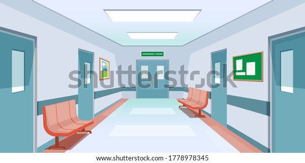 Hospital Hallway Emergency Room Cartoon Background\
Illustration 