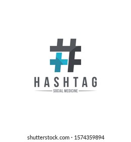 Hospital Hashtag Vector Logo Template