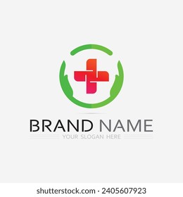 hospital and health care logo design vector cross logo design graphic