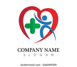 Hospital health care logo people cross heart logo business and symbols template icons app
