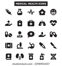 Hospital health icon set science and human medicine vector design.