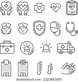 Hospital, health line icon set of vector