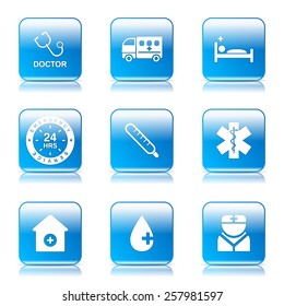 Hospital Health Square Vector Blue Icon Stock Vector (Royalty Free ...