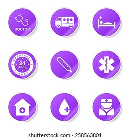 Hospital Health Violet Vector Button Icon Design Set 2