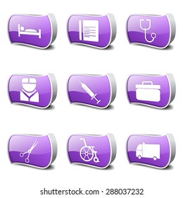 Hospital Health Violet Vector Button Icon Design Set