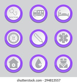 Hospital Health Violet Vector Button Icon Design Set 2