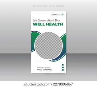 Hospital healthcare timeline story design template with gradient color