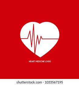 Hospital heart logo with pulse, heart beat icon, vector concept of healthy lifestyle, sport and fitness