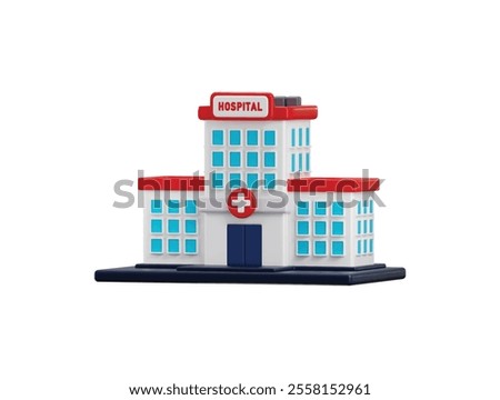 Hospital icon 3d render concept of hospital, clinic or healthcare center icon vector illustration