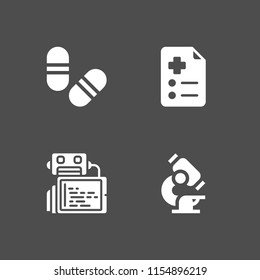 hospital icon. 4 hospital set with scientific, robot, prescription and pill vector icons for web and mobile app